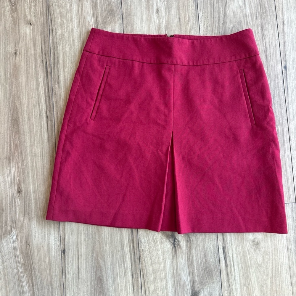 Loft Red Pencil Skirt Size 10 Red Fully Lined Pleated With Pockets Business
